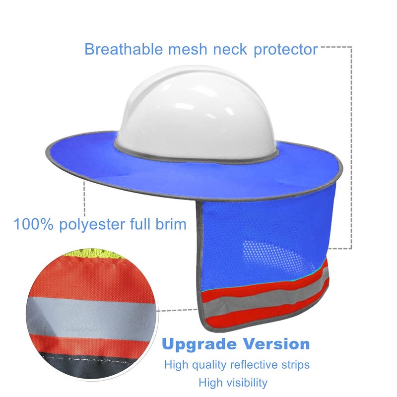 XIAKE Hard Hat Accessories Mesh Neck Sun Shield with Reflective Strips, Full Brim, Royal Blue, 2 Pack - Image 2